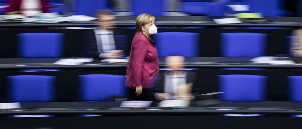 Angela Merkel im Bundestag in Berlin.