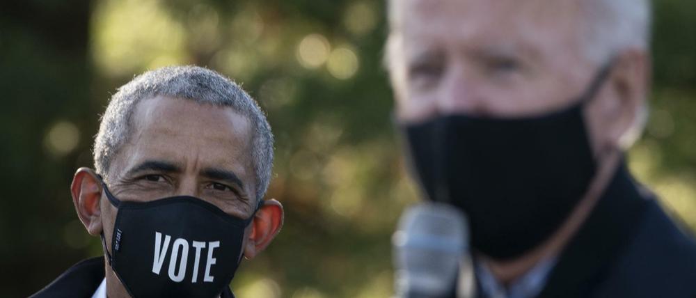 Ex-Präsident Barack Obama führt nun an Joe Bidens Seite Wahlkampf - am Sonnabend in Michigan. 