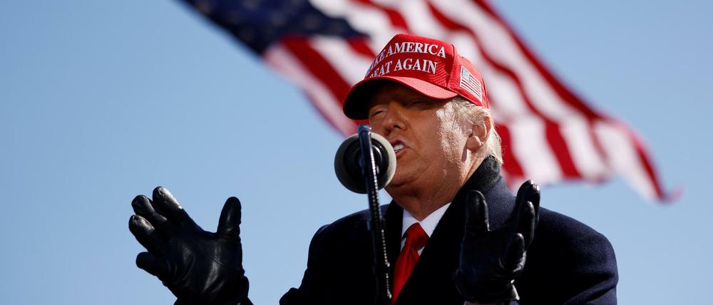 U.S. President Donald Trump speaks during a campaign rally at Fayetteville Regional Airport in Fayetteville, North Carolina, U.S., November 2, 2020. REUTERS/Carlos Barria