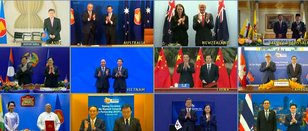 Digitaler ASEAN-Gipfel: Staats- und Regierungschefs von 15 asiatischen Ländern haben am Sonntag ein Freihandelsabkommen unterzeichnet.