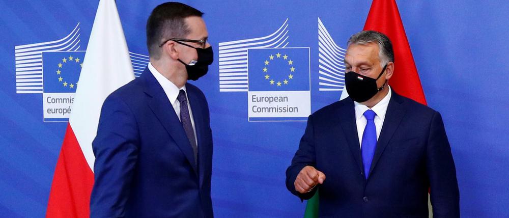 Vetoländer. Polens Regierungschef Mateusz Morawiecki (links) und sein ungarischer Amtskollege Viktor Orban.