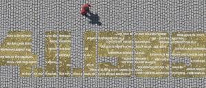 Parolen des Tages. Auf dem Denkmal, das in den Luisenplatz eingelassen wird, sind Schuhabdrücke von Teilnehmern der Proteste zu sehen.