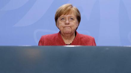 Bundeskanzlerin Angela Merkel (CDU) auf einer Pressekonferenz 