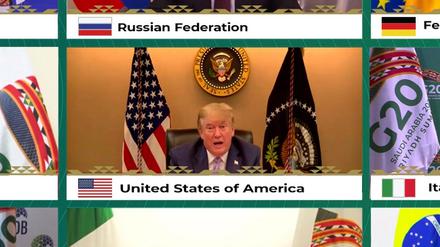Donald Trump ließ sich bei der Videoschalte nur kurz blicken.