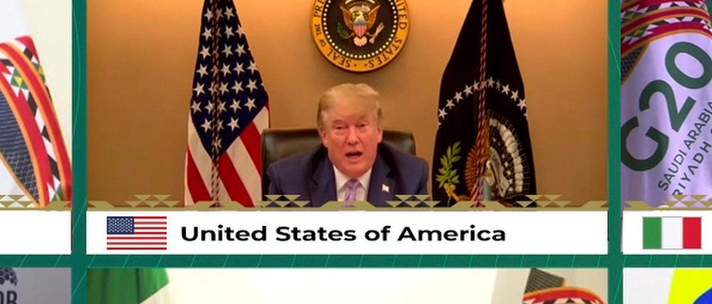 Donald Trump ließ sich bei der Videoschalte nur kurz blicken.