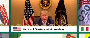 Donald Trump ließ sich bei der Videoschalte nur kurz blicken.
