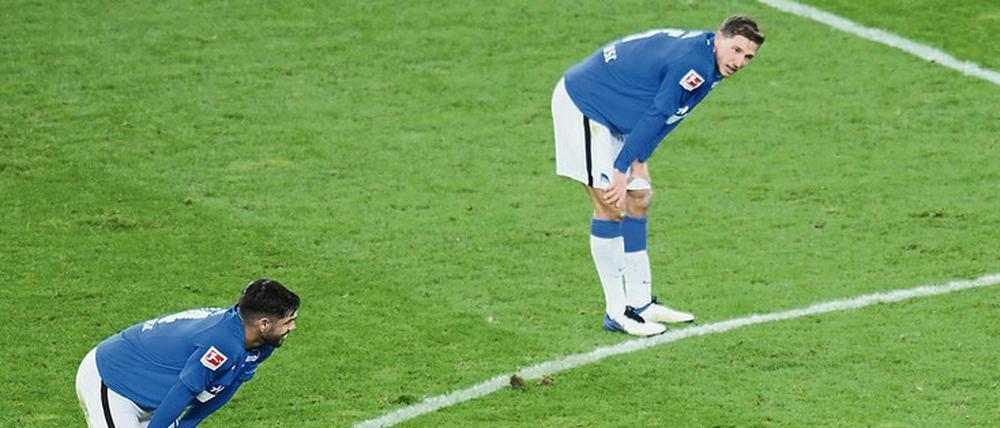 Der Gemütszustand bei Hertha BSC: in die Knie gezwungen.