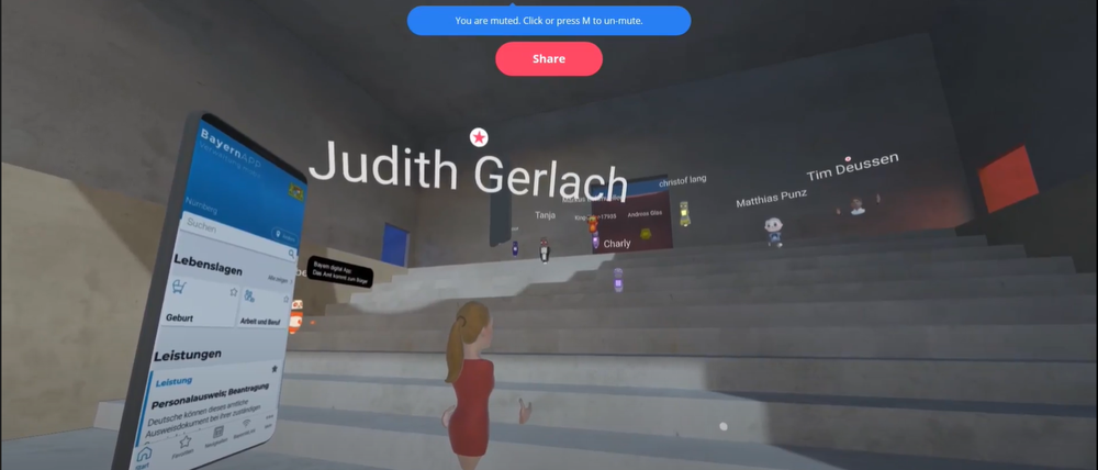 Die virtuelle Pressekonferenz von Judith Gerlach mit mehreren Journalisten. 
