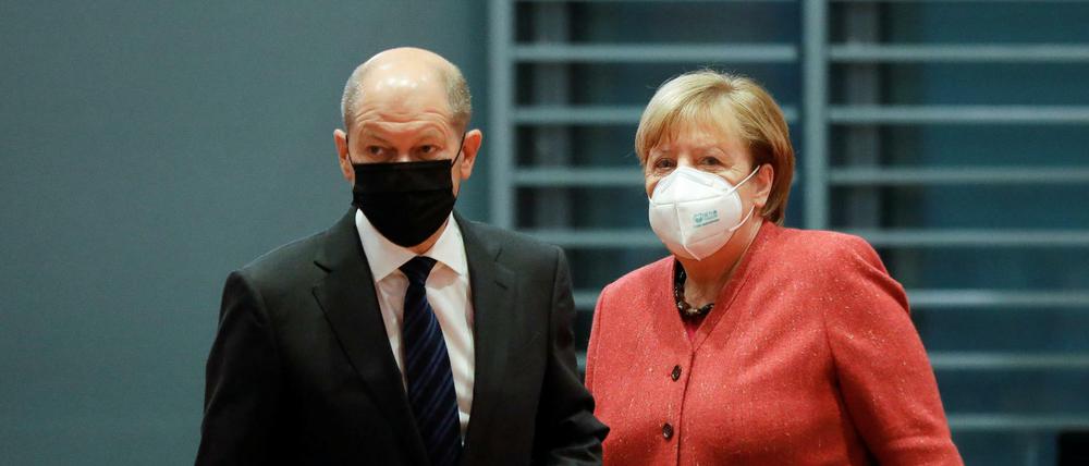 Bundeskanzlerin Angela Merkel (CDU) und Finanzminister und Vizekanzler Olaf Scholz (SPD)