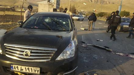 Das von der Nachrichtenagentur Fars veröffentlichte Foto zeigt den Ort, in dem Mohsen Fachrisadeh in Absard, getötet wurde. 