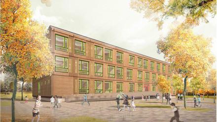 So soll der temporäre Holzmodulbau aussehen.