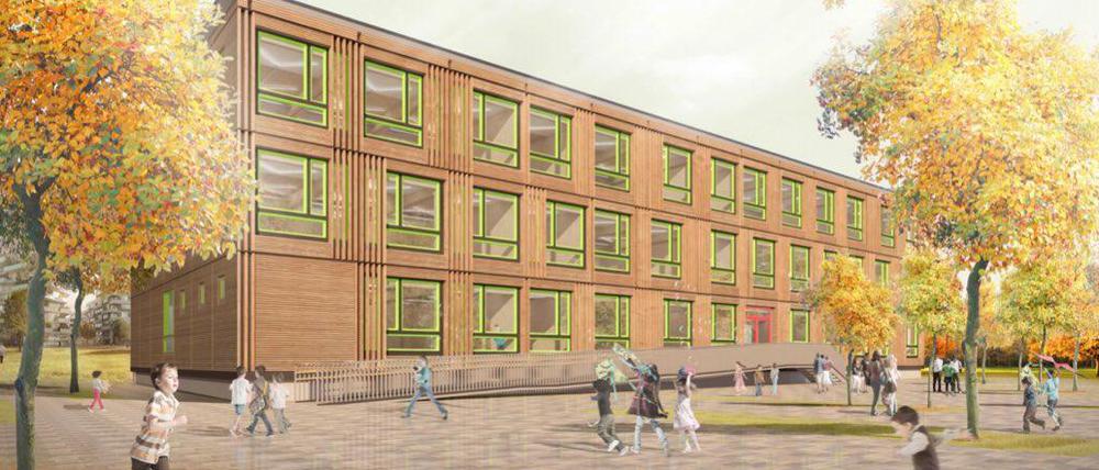 So soll der temporäre Holzmodulbau aussehen.