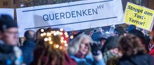 Gegner der Corona-Auflagen demonstrieren am 10. November in Schwerin.