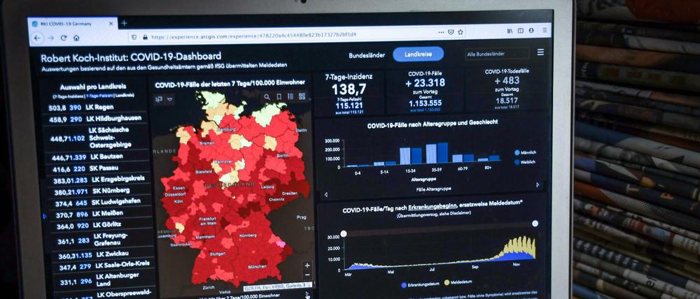 Covid-19-Dashboard des Robert Koch-Instituts - der Behörde fehlen Mitarbeiter, die digitale Technik können.