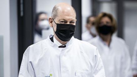 Finanzminister Olaf Scholz, hier bei einem Besuch des Impfstoffherstellers Biontech