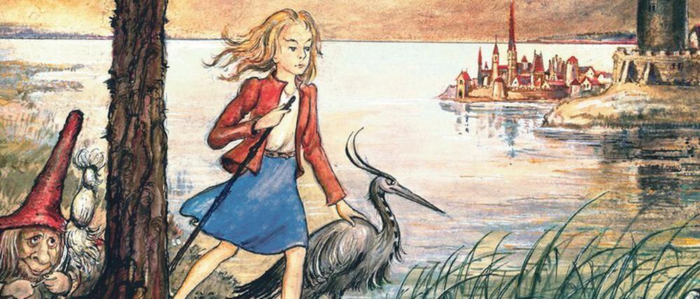 Das verzauberte Mädchen Dott zieht mit einem Reiher und einer Krähe z durchs Land und lernt viele Sagenwesen kennen.