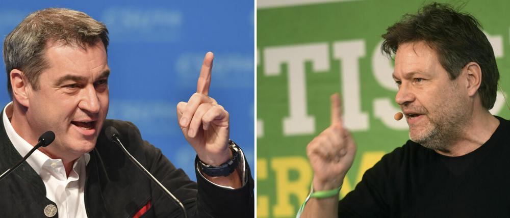 Da lagen sie noch im Fernduell: Markus Söder (CSU) und Robert Habeck (Grüne) beim Politischen Aschermittwoch