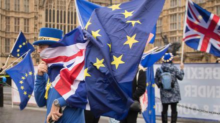  Vorerst bleibt der Fahnensalat und zwischen Großbritannien und der EU ist weiter keine klare Sicht in Sicht (Archivfoto).