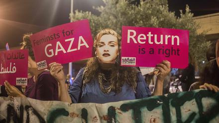BDS-Protest in Tel Aviv. 2019. Die Bewegung gilt wegen ihren Methoden als umstritten.