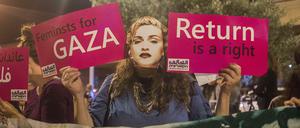 BDS-Protest in Tel Aviv. 2019. Die Bewegung gilt wegen ihren Methoden als umstritten.