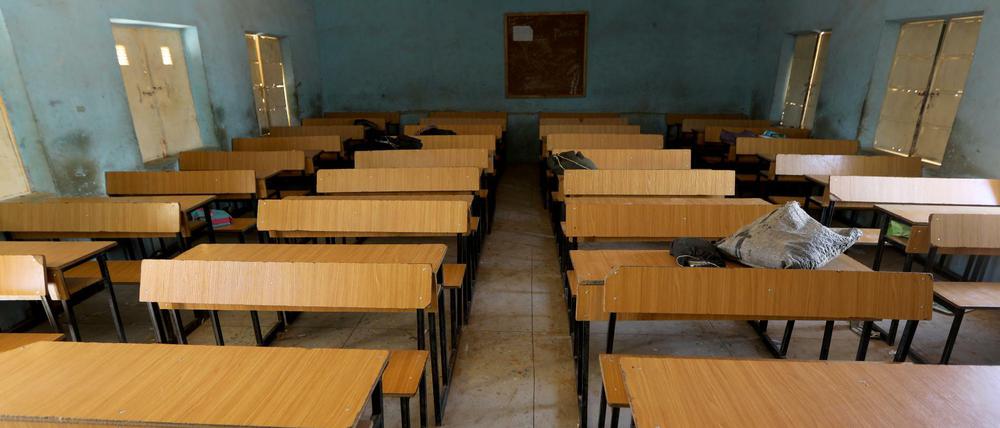 Leerer Klassenraum einer Schule in Kankara in Nigeria