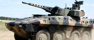 Ein Panzer vom Rüstungskonzern Rheinmetall, das Radfahrzeug „Boxer“. 