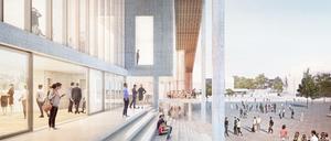Blick auf den Haupteingang des geplanten Moderne-Museums am Kulturforum, nach Plänen von Herzog &amp; de Meuron.
