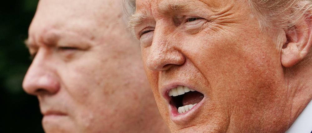 Unterschiedlicher Meinung in der Affäre um Cyberangriffe: Außenminister Mike Pompeo (l.) und US-Präsident Donald Trump.