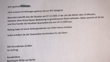 Das gefälschte Schreiben, das Unbekannte verschickten.