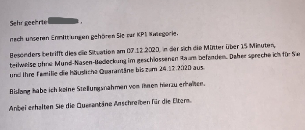 Das gefälschte Schreiben, das Unbekannte verschickten.