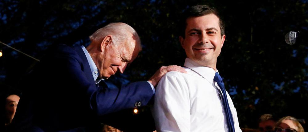 Im Vorwahlkampf noch Konkurrenten, jetzt in einem Team: Joe Biden (links) und Pete Buttigieg.