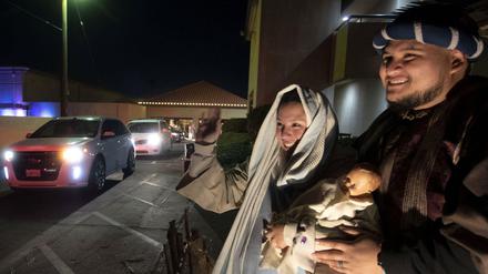 Moderner Mann: Ein Josef-Darsteller samt Maria und Baby im kalifornischen Riverside. 
