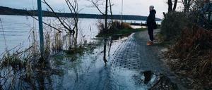 Im Winter wird das hier spiegelglatt, wenn das Wasser auf den Wegen steht. Hier ein Foto aus dem Winter 2018.