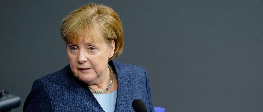 Angela Merkel die Bundeskanzlerin der Bundesrepublik im Bundestag.