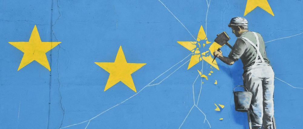 Großbritannien scheidet zum Jahresende aus der EU-Zollunion aus. Das Foto zeigt ein Wandgemälde des britischen Graffiti-Künstlers Banksy.