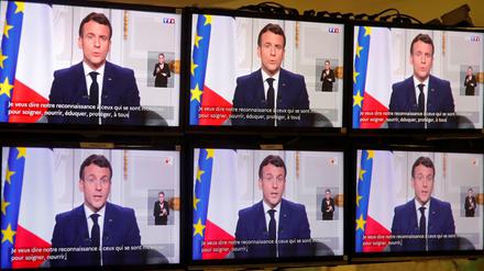 Frankreichs Staatschef Emmanuel Macron bei seiner Neujahrsansprache.