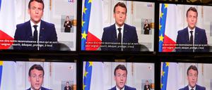 Frankreichs Staatschef Emmanuel Macron bei seiner Neujahrsansprache.