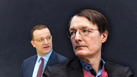 Montage: Tagesspiegel, Fotos: imago images/Chris Emil Janßen , Florian Gaertner/picture alliance/photothek
Karl Lauterbach, SPD, Jens Spahn (CDU)