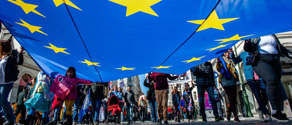 Pro EU. In Brüssel gingen vor knapp zwei Jahren Menschen vor der Europawahl auf die Straße. 