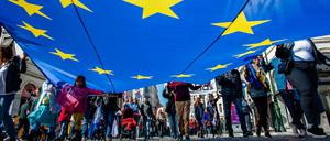 Pro EU. In Brüssel gingen vor knapp zwei Jahren Menschen vor der Europawahl auf die Straße. 