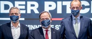Die drei Kandidaten für den Bundesvorsitz der CDU: Norbert Röttgen (l), Armin Laschet (M) und Friedrich Merz (r).
