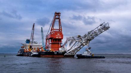 Das russische Rohr-Verlegeschiff "Fortuna".