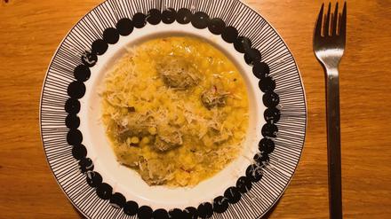 Eher kein Insta-Dish: die Fregola mit Salsiccia und Safran.