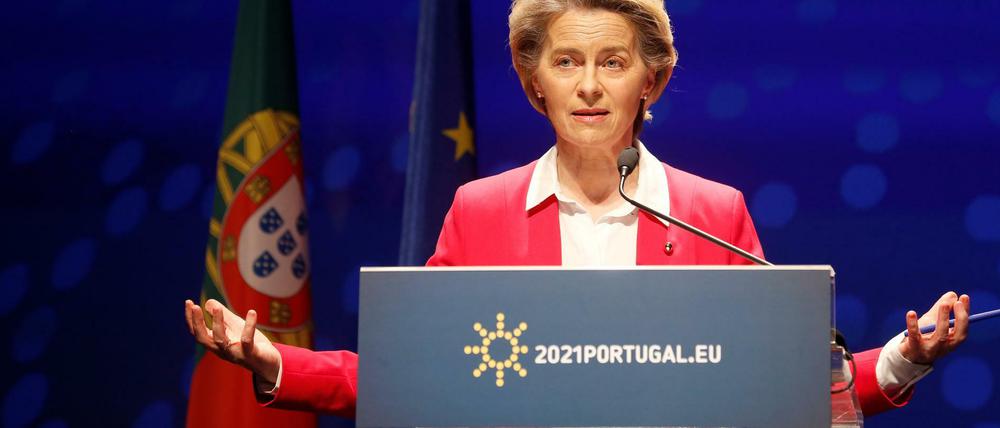 EU-Kommissionschefin Ursula von der Leyen am Freitag in Lissabon.