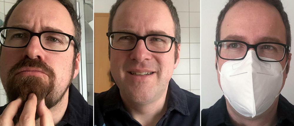 Die undatierten Aufnahmen zeigen Florian Janik (SPD), Oberbürgermeister von Erlangen, mit Bart (l-r), ohne Bart und mit einer FFP2-Maske.