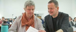 Die Vorsitzende und der Spitzenkandidat: Katina Schubert und Klaus Lederer, hier beim Berliner Linken-Parteitag im November 2017.