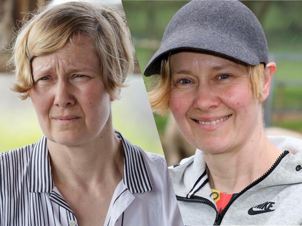 Links als Rechtsanwältin Viviane Fischer, rechts als Hutmacherin Rike Feurstein