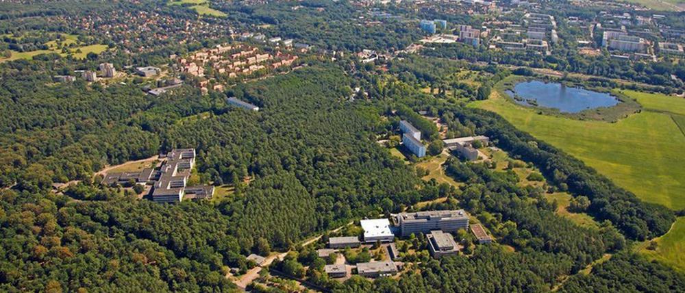 Das Gebiet Buch – Am Sandhaus erstreckt sich zwischen der Wiltbergstraße und der Bahntrasse mit dem S-Bahnhof Buch im Osten, den landwirtschaftlich genutzten und teilweise unter Landschaftsschutz stehenden ehemaligen Rieselfeldern mit der sogenannten Moorlinse im Süden und der Hobrechtsfelder Chaussee im Nordwesten.