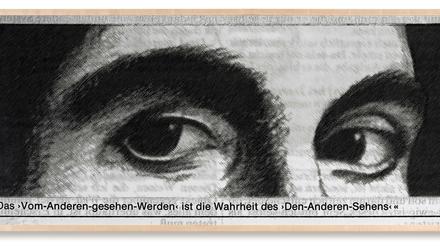 Fotoarbeit von Astrid Klein mit Sartre-Zitat.
