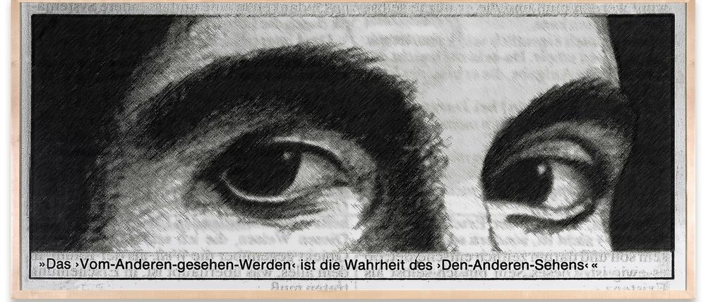 Fotoarbeit von Astrid Klein mit Sartre-Zitat.
